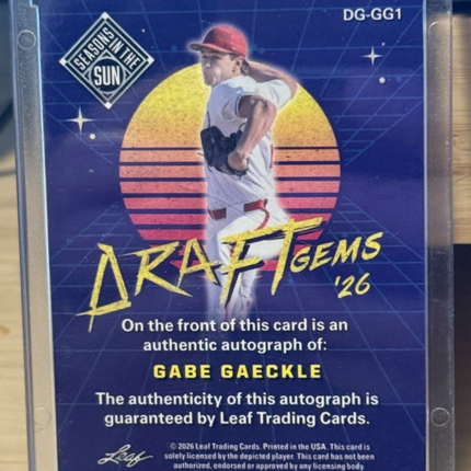 2026 Leaf Gabe Gaeckle MLB #73 Pick Oakland A's Draft Gems #DG-GG1 Auto 34/35