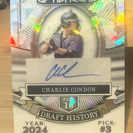 2025 Leaf  Charlie Condon Top 10 Draft History #74 MLB Prospect Auto 1/10 #HACC1
