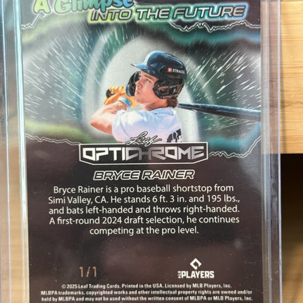 2025 Leaf Glimpse into Feature Bryce Rainer Tiger MLB #42 Prospect  #FB-5 1/1