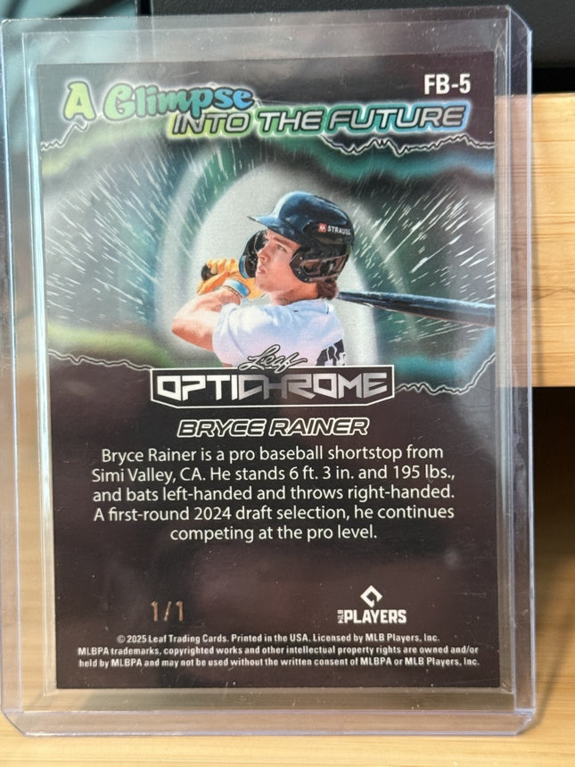2025 Leaf Glimpse into Feature Bryce Rainer Tiger MLB #42 Prospect  #FB-5 1/1