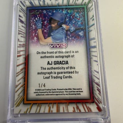 AJ Gracia Auto 1/4 2025 Leaf Vivid #BA-AJG