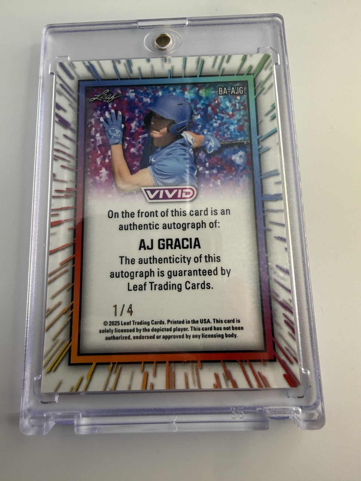 AJ Gracia Auto 1/4 2025 Leaf Vivid #BA-AJG