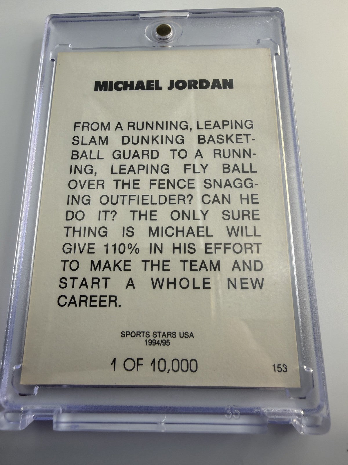 Michael Jordan Barons Baseball #153 94/95 Sports Stars USA