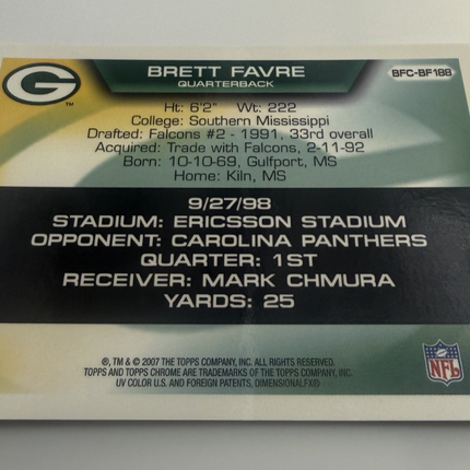 Flight to 420 Brett Favre 188 Career Passing TouchdownTopps # BFC-BF-188