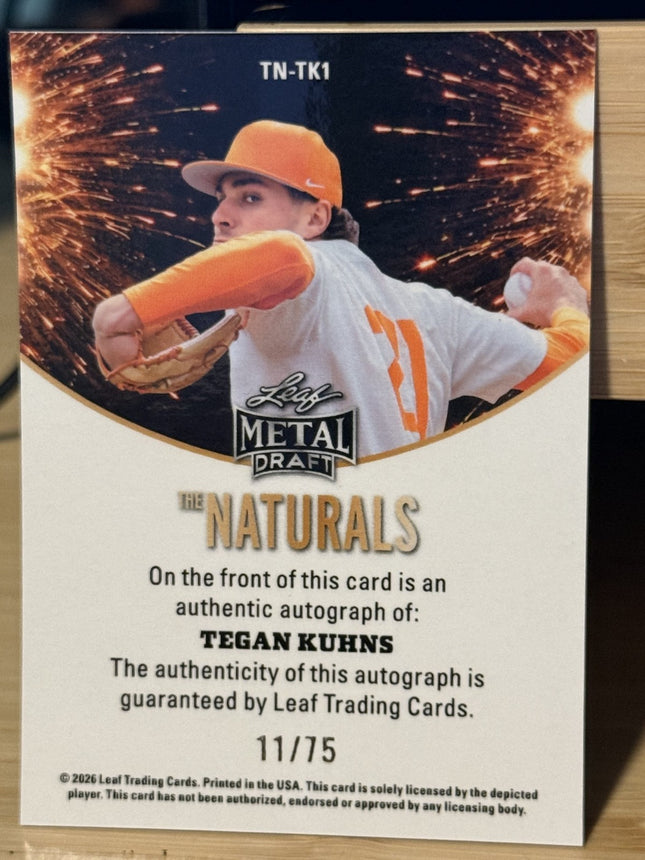 2026 Leaf Tegan Kuhns #32 MLB Draft St Louis Cardinals Card #TN-TK1 Auto 11/75