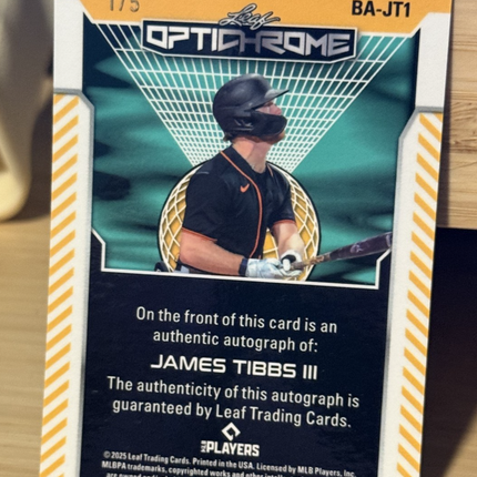 2025 Leaf James Tibbs III MLB #91 Prospect LA Dodgers Card #BA-JT1 Auto1/5