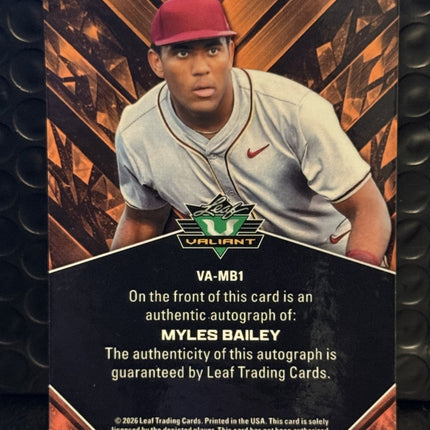 Leaf 2026 Miles Baily Pick#75 Chicago Cubs Card#VA-MB1 Auto
