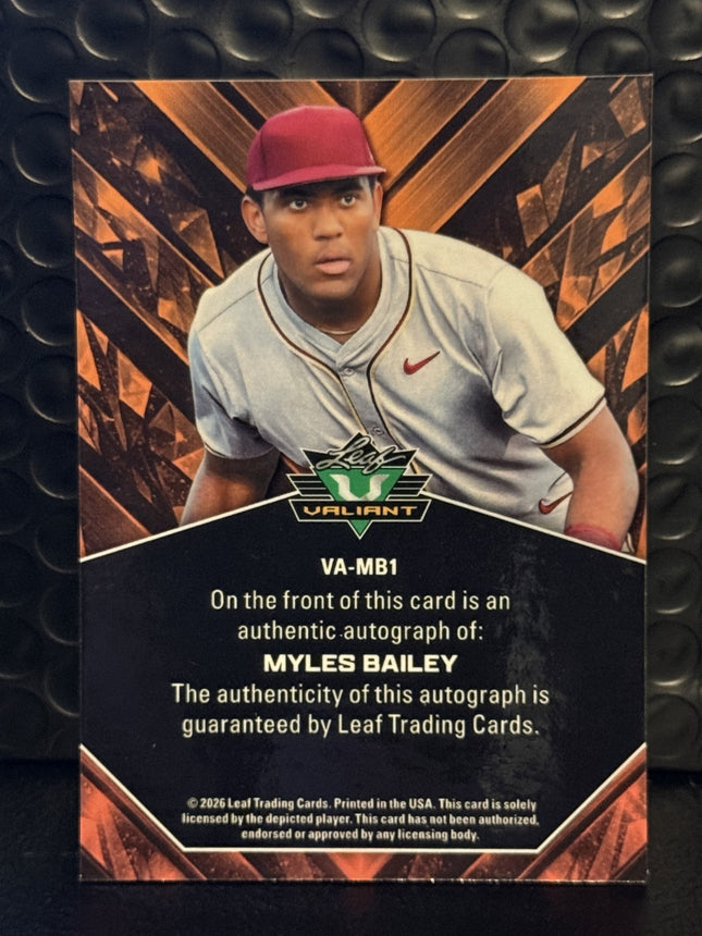 Leaf 2026 Miles Baily Pick#75 Chicago Cubs Card#VA-MB1 Auto