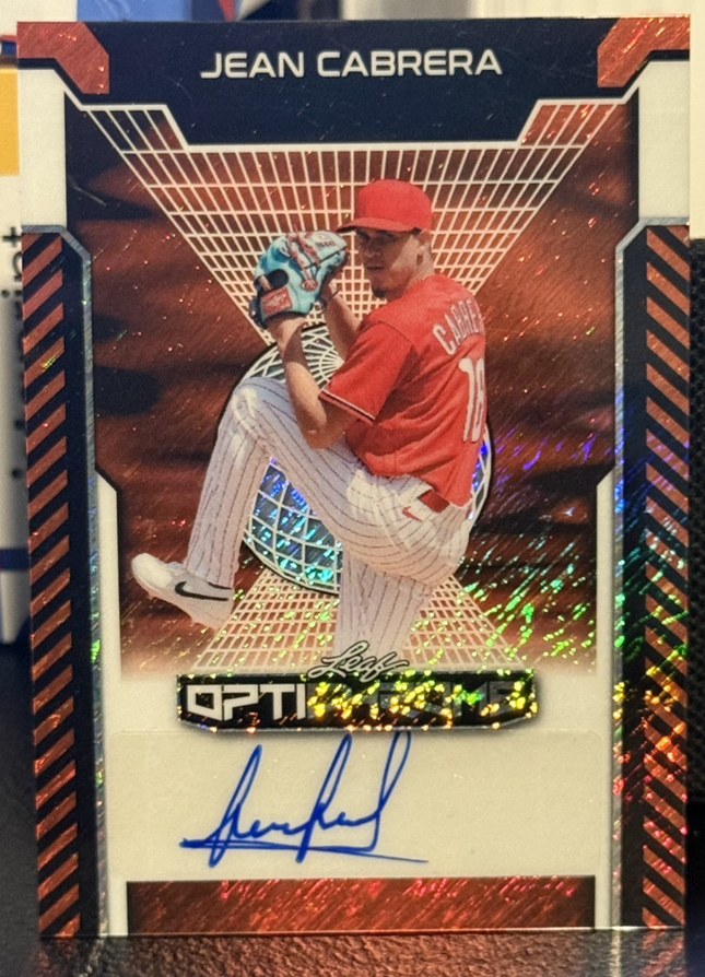 Leaf 2025 Jean Cabrera Philadephia Phillies #13 prospect  Card #BA-JC1 Auto 1/4