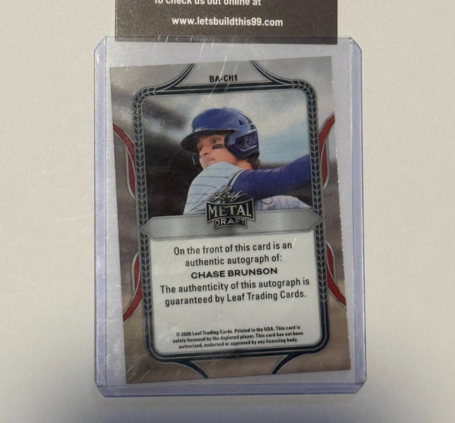 Leaf 2026 Chase Brunson #42 Draft Pick Washington Nationals Card #BA-CH! Auto