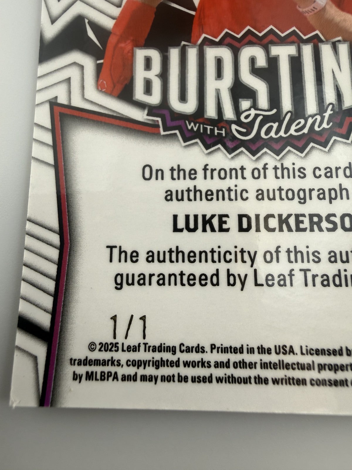 2025 Leaf Bursting with Talent Luke Dickerson #TA-LD1 Auto 1/1