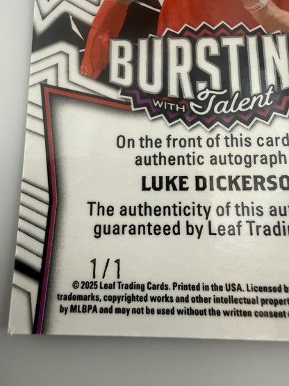 2025 Leaf Bursting with Talent Luke Dickerson #TA-LD1 Auto 1/1