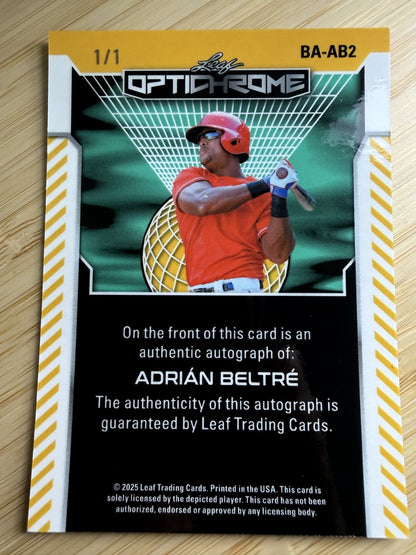 2025 Leaf Optichrome Adrian Beltre Texas Randers #BA-AB2 Auto 1/1