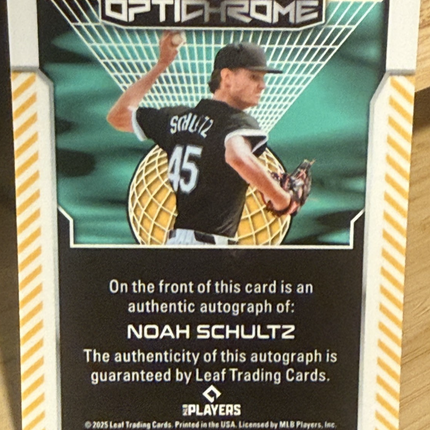 2025 Leaf Noah Shultz Chicago White Sox BA-NS1 Auto 4/10