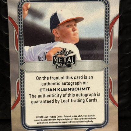 Leaf 2026 Ethan Kleinschmit Pick#52 Miami Marlins Card#BA-EK1 Auto