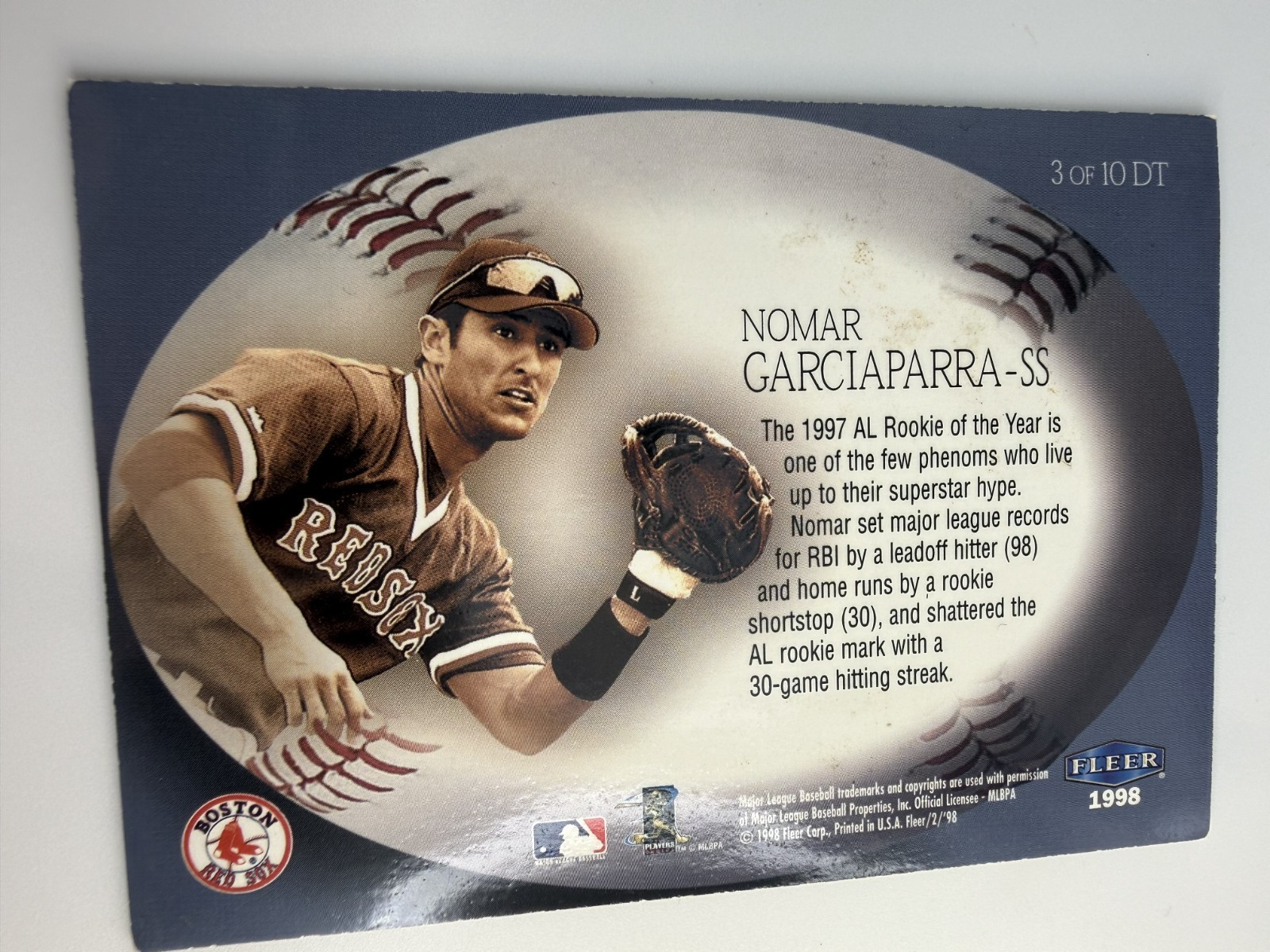 1998 Nomar Garciaparra Fleer Tradition Diamond Tribute 3 Boston Red Soxs
