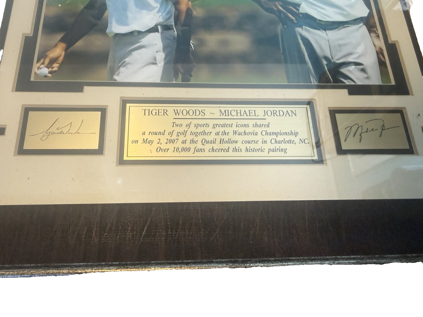 Quail Hollow 2007 Tiger Woods and Michael Jordan Photo Engraved Signature