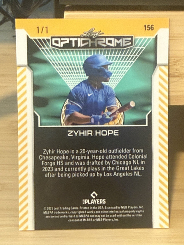 2025 Leaf Optichrome Zyhir Hope #19 MLB Prospect LA Dodgers #156 Card 1/1