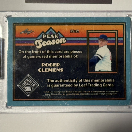 2026 Leaf 1986 Roger Clemens Game Used Memorabilia #PS-22 Number 6/20