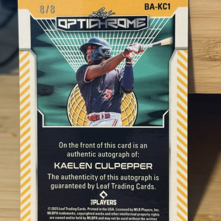 2025 Leaf Kaelen Culpepper Minnesota Twins #BA-KC1 Auto 8/8