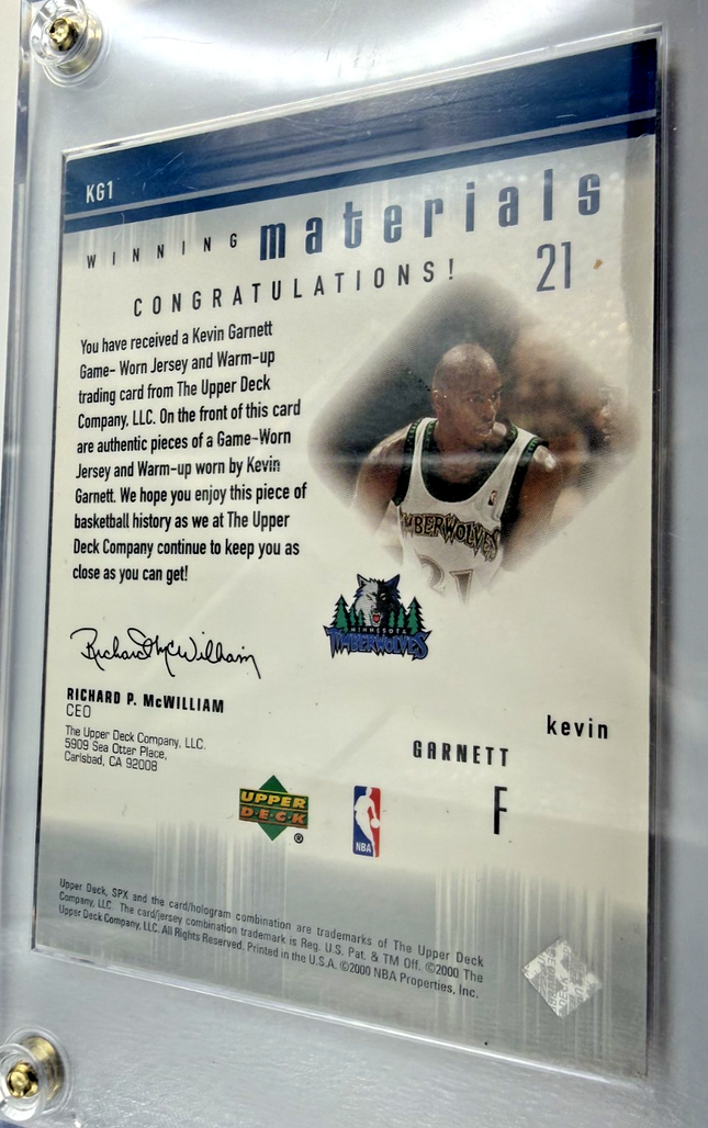 Kevin Garnett Winning Materials Dual Jersey 2000-01 SP #KG2