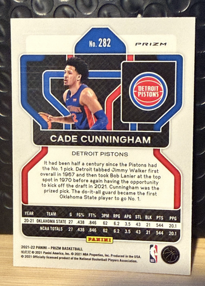 2021-22 Panini Prizm Cade Cunningham #282 Silver Prizm Rookie Card Pistons
