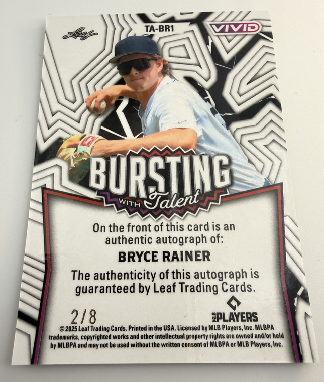 2025 Leaf Vivid Bryce Rainer Bursting Talent Auto #TA-BR1 2/8