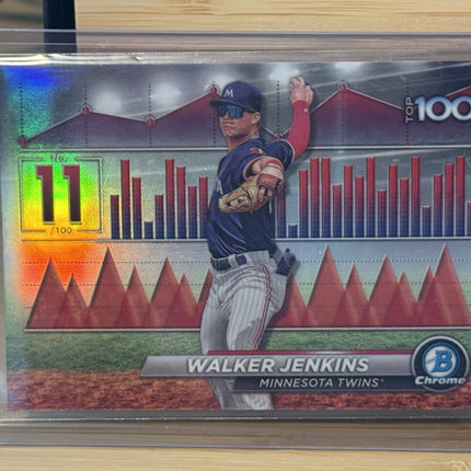 2024 Bowman Scouts Top 100 Walker Jenkins Agua Refractors Minnesota Twins #11