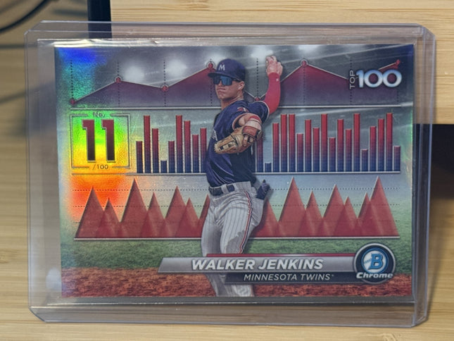 2024 Bowman Scouts Top 100 Walker Jenkins Agua Refractors Minnesota Twins #11