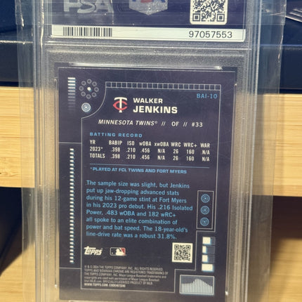 2024 Bowman Chrome AI Walker Jenkins Minnesota Twins #BAI10 Gem Mt 10