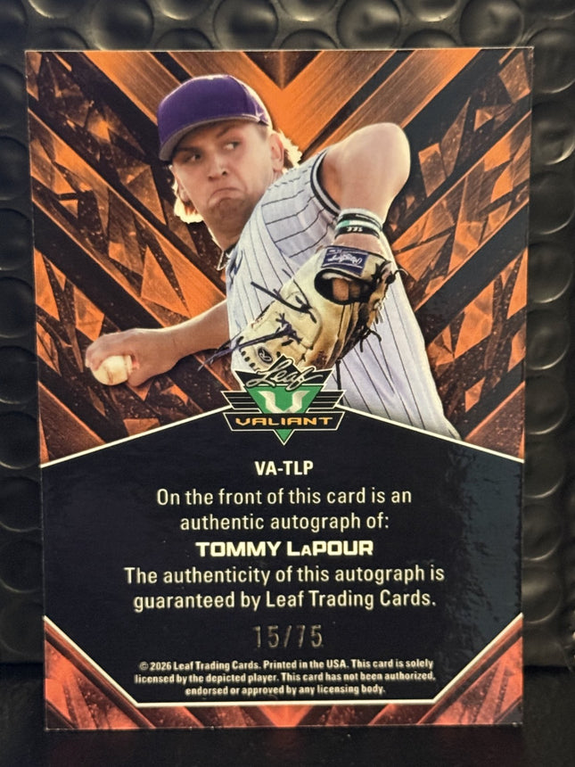 Leaf 2026 Tommy LaPour Pick#107 Minnesota Twins Card#VA-TLP Auto 15/75