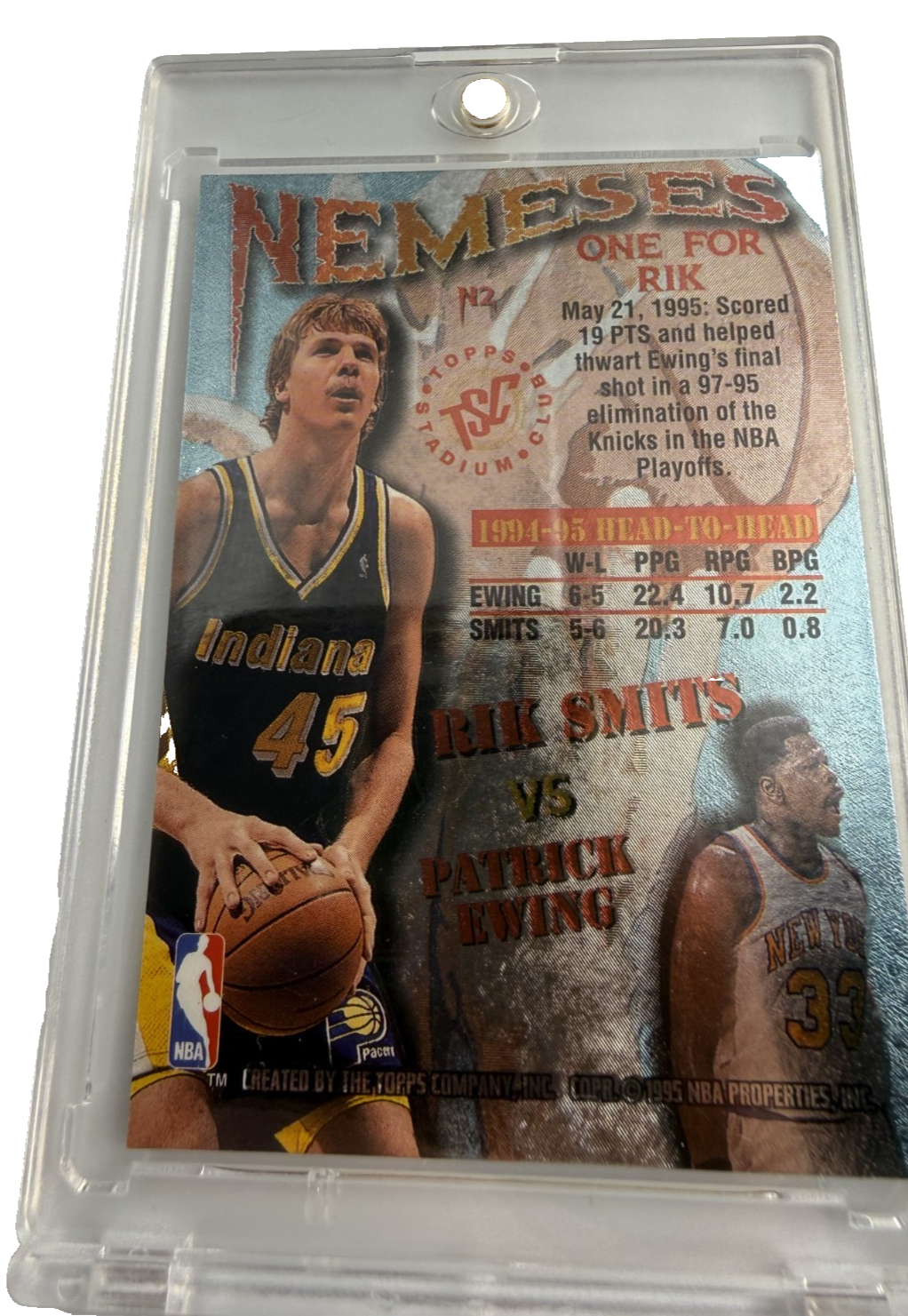 PATRICK EWING VS RIK SMITS NEMESES 1995 TOPPS STADIUM CLUB  #N2