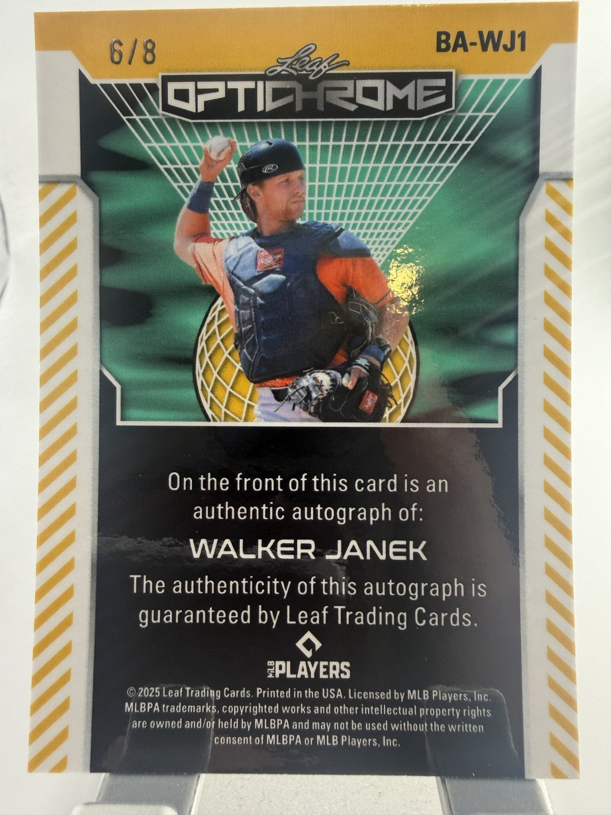 2025 Leaf Walker Janek Optichrome Houston Astros #BA-WJ1 Auto 6/8