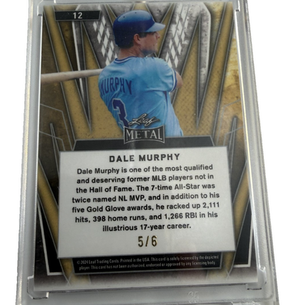 2024 Leaf Metal #12 Dale Murphy Purple and Silver Numbered 5/6