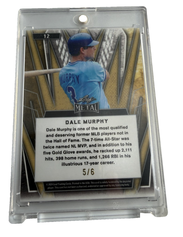 2024 Leaf Metal #12 Dale Murphy Purple and Silver Numbered 5/6