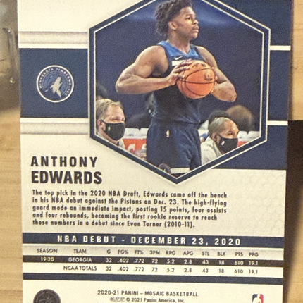 20-21 Panini Anthony Edwards Rookie Card Minnesota Timberwolves #261