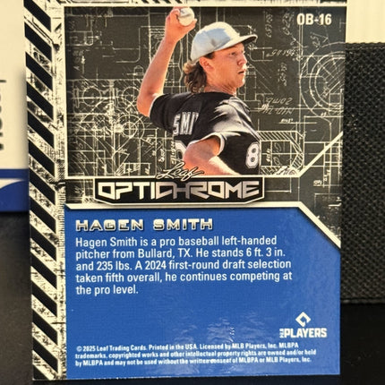 Leaf 2025 Hagen Smith MLB Prospect #52 Chicago White Sox Card #0B-16 Auto 1/1