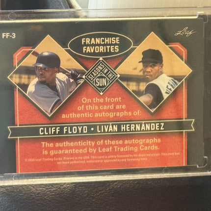 Leaf 2026 Franchise Favorites Floyd and Hernandez Card#FF-3 Auto 1/7