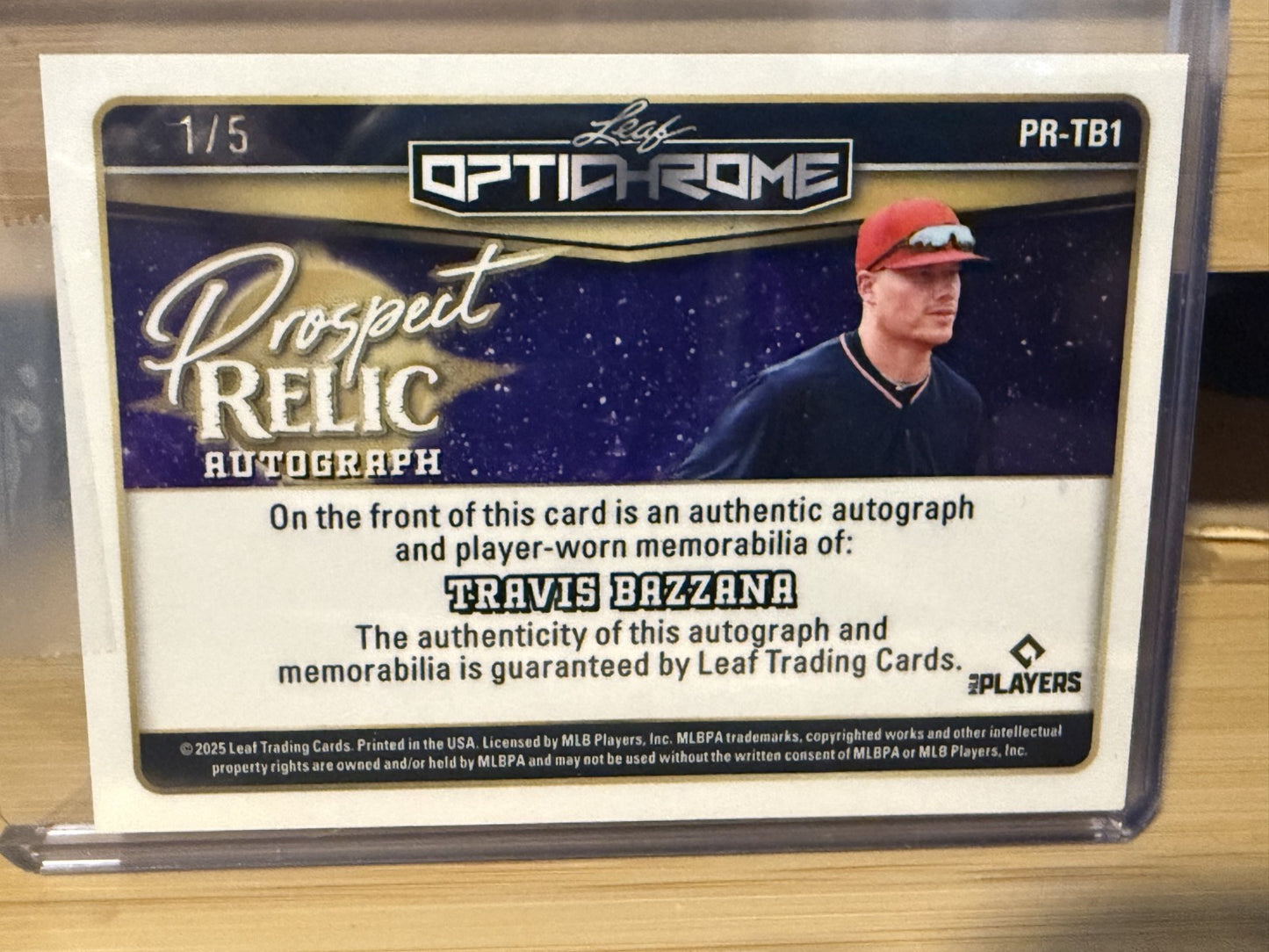 2025 Leaf Travis Bazzana Prospects Relic Auto/Jersey #PR-TB1 Auto 1/5