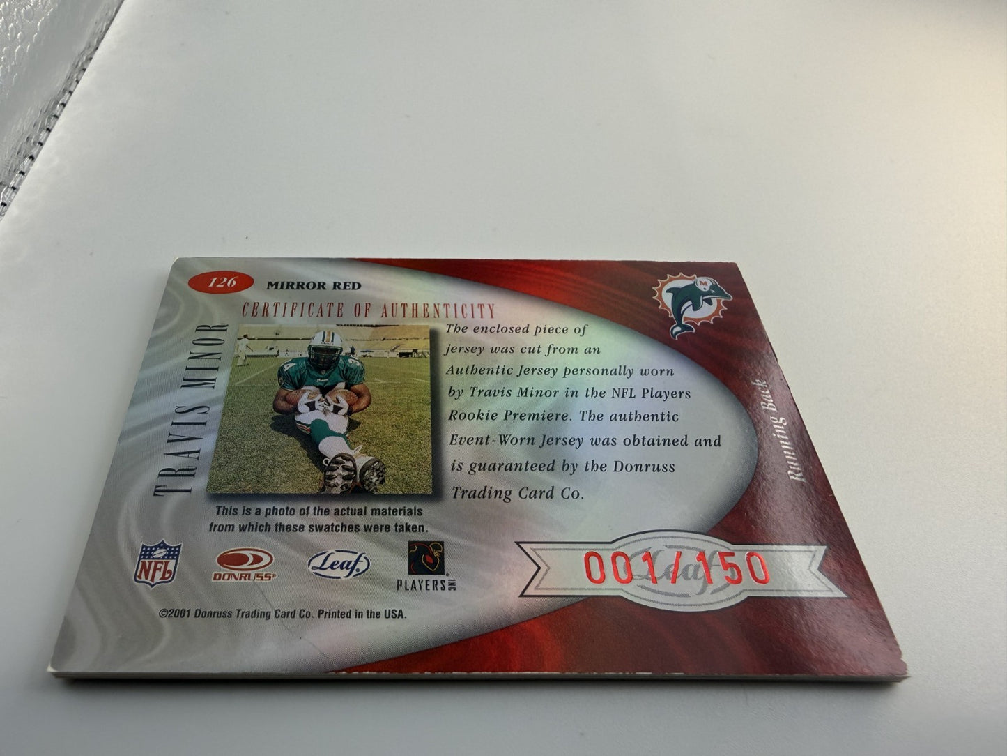 Travis Minor Fabric Mirror Red Auto #126 Numbered 1 /150 look at corners