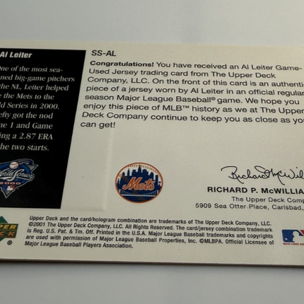 2001 Al Leiter Upper Deck Subway Series  #SS-AL