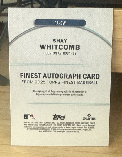 2025 Topps Finest Shay Whitcomg Houston Astros Rookie Card #FA-SW