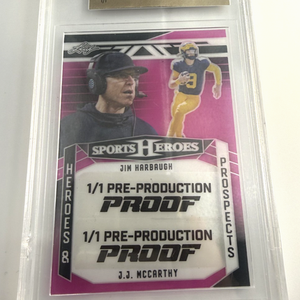 2024 Leaf Jim Harbaugh/ J.J McCarty Clear Pink Pre-Production Proof 1/1