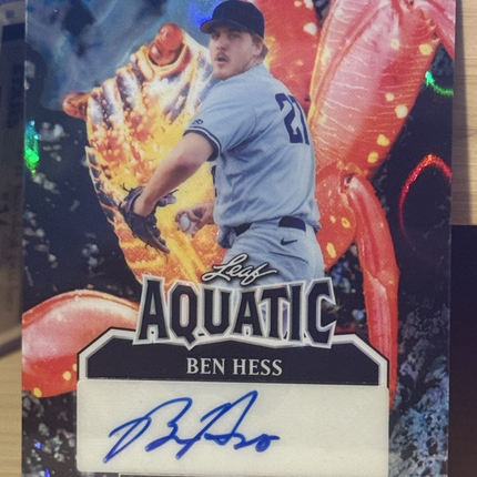2025 Leaf Ben Hess Aquatic New York Yankees #5 Prospect Card AA-BH1 Auto 1/1