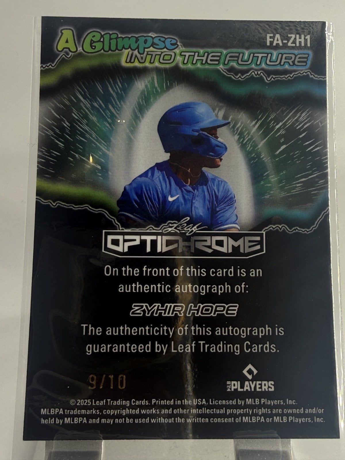 2025 Leaf Zyhir Hope Glimpse into  future 18 Ranked Prospect #FA-ZH1 Auto 9/10