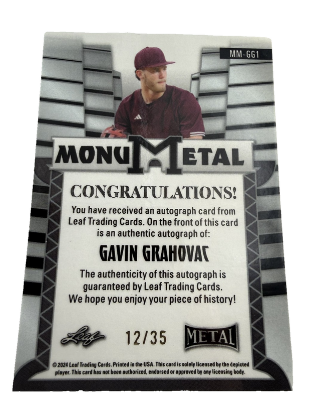 2024 Leaf Metal Gavin Grahovac #MM-GG1  Monumental Auto 12/35