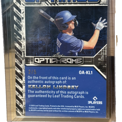 2025 Leaf Kellon Lindsey LA Dogers Prospect Card #OA-KL1 Auto 2/5