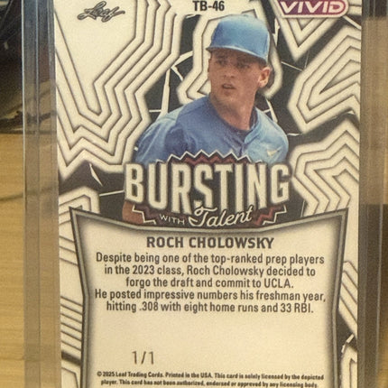 2025 Leaf Roch Cholowsky MLB #1 2026 Pick White Soxs #TB-46 Numbered 1/1