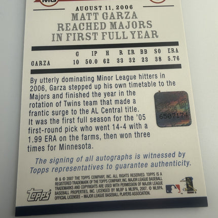 2006 Topps Highlights Matt Garza Autograph #HAMG - Twins SN 6507174