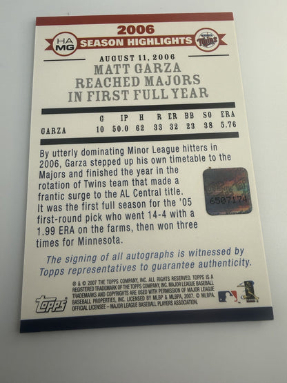 2006 Topps Highlights Matt Garza Autograph #HAMG - Twins SN 6507174